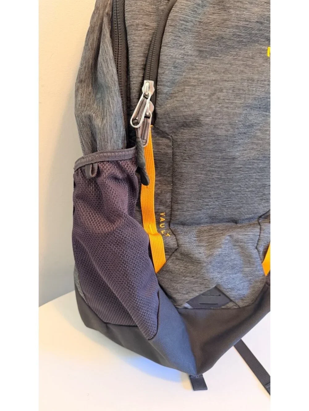 The North Face Vault Backpack Gray & Orange Dual Compartments With Padded Straps